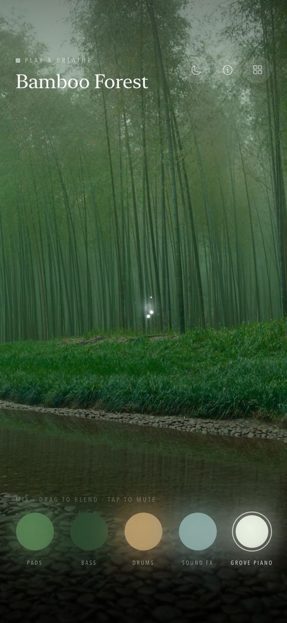 The Bamboo Grove player with its five-stem mixer along the bottom.